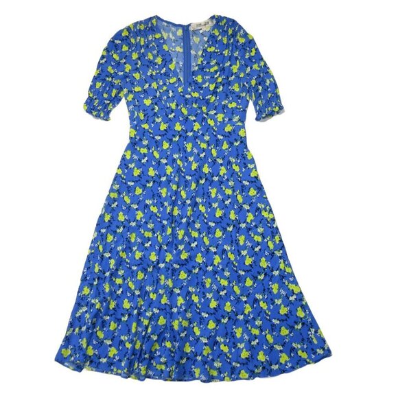 NWT Diane Von Furstenberg DVF Jemma in Ditsy Vines Baja Blue Crepe Dress 2 $298